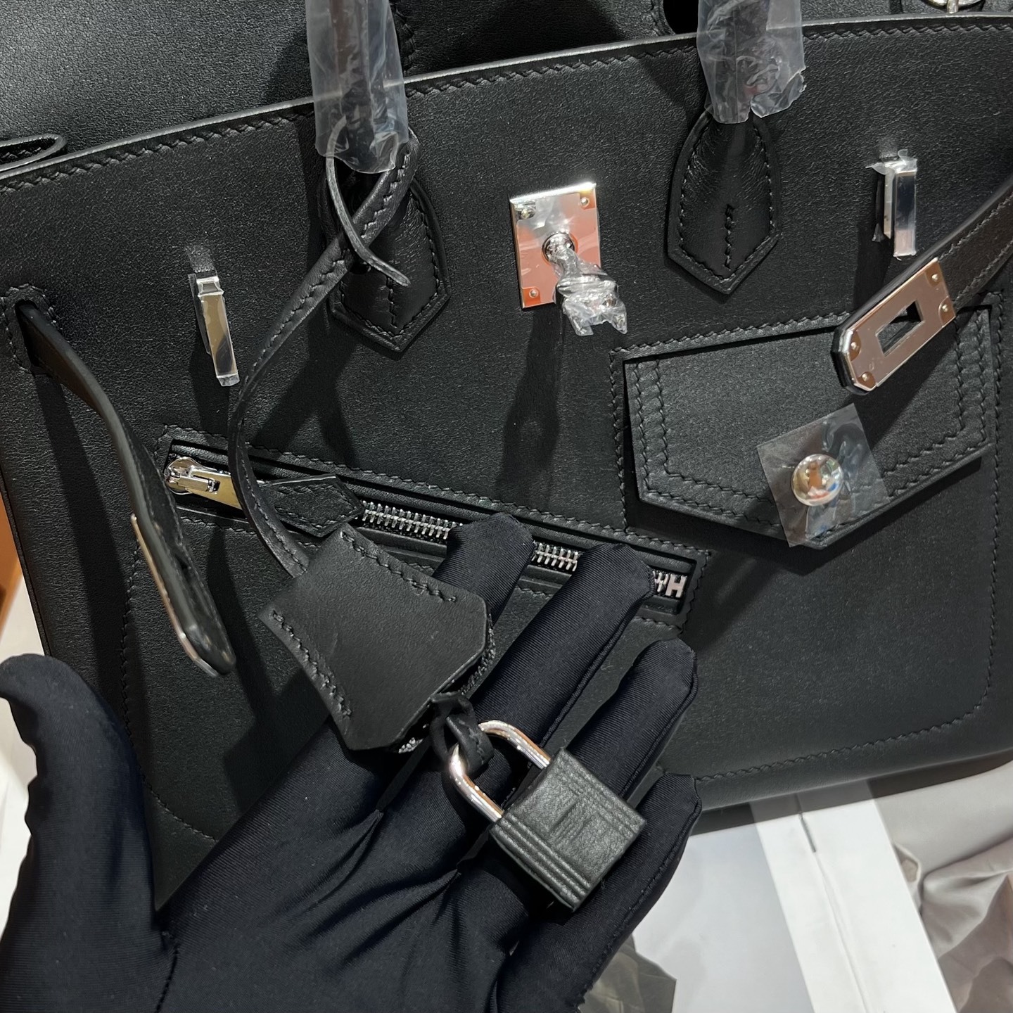 エルメス「Hermès」Rock ブラック スウィフトレザー シルバーハードウェア バッグ