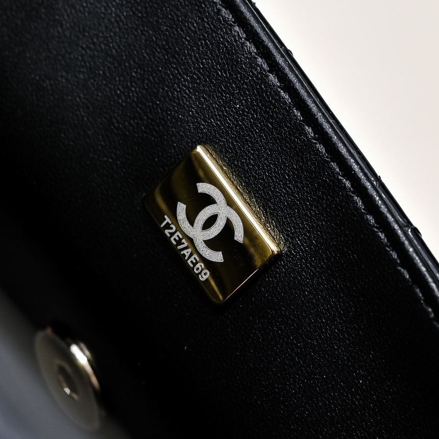 シャネル「Chanel」24SS ラムレザー ブラック チェーンショルダーバッグ レディース ミニバッグ