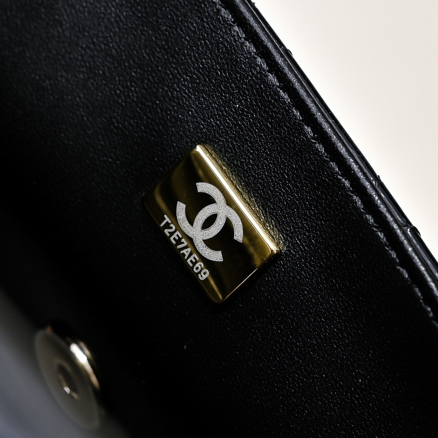 シャネル「Chanel」24SS ラムレザー ブラック チェーンショルダーバッグ レディース ミニバッグ