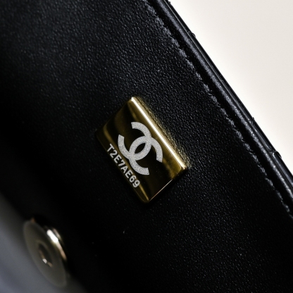 シャネル「Chanel」24SS ラムレザー ブラック チェーンショルダーバッグ レディース ミニバッグ