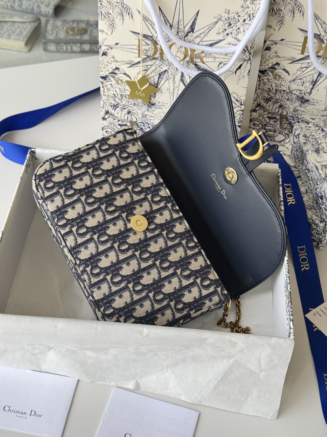 ディオール「Dior」SADDLE チェーン デニム バッグ