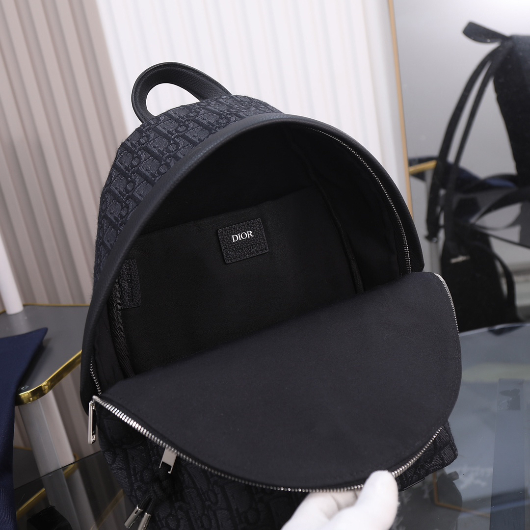 ディオール「Dior」ライダー バックパック ベージュ＆ブラック オブリーク プリント