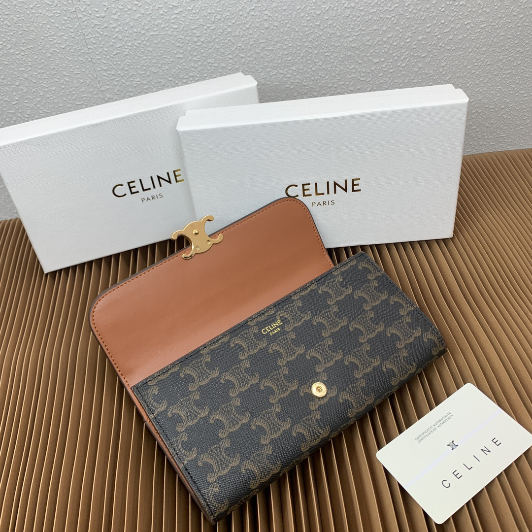 セリーヌ「Celine」トライアンンフェ ラージ グレーズドレザー ウォレット