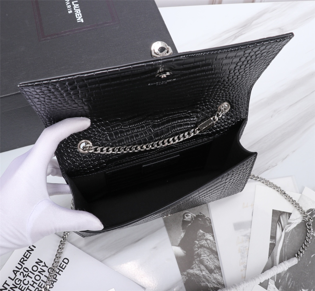 サンローラン「Saint Laurent」KATE 24cm クロコダイル柄フリンジデザイン