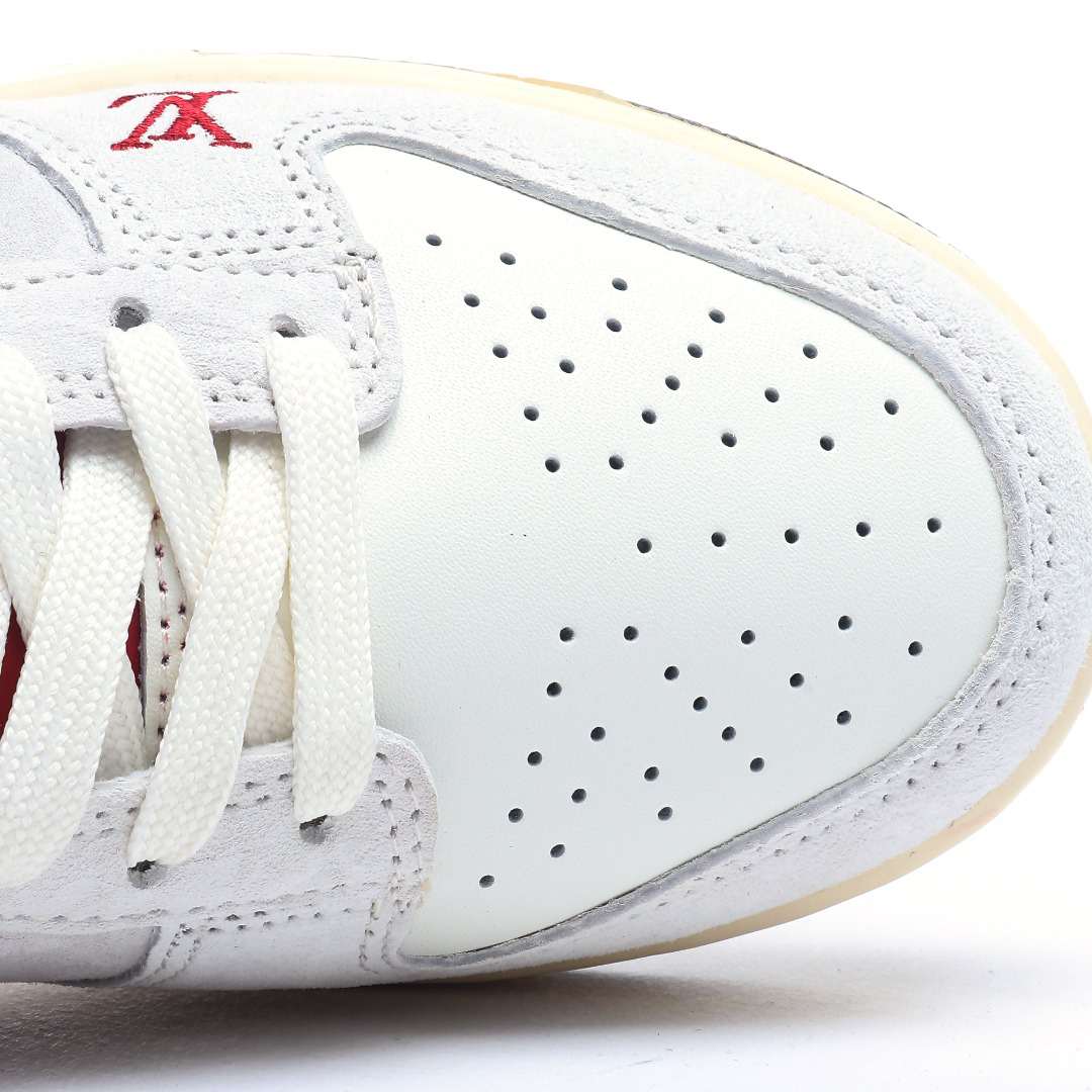 「コラボモデル」Louis Vuitton x Nike   コラボ - オフホワイト×レッドスウッシュ" スニーカー