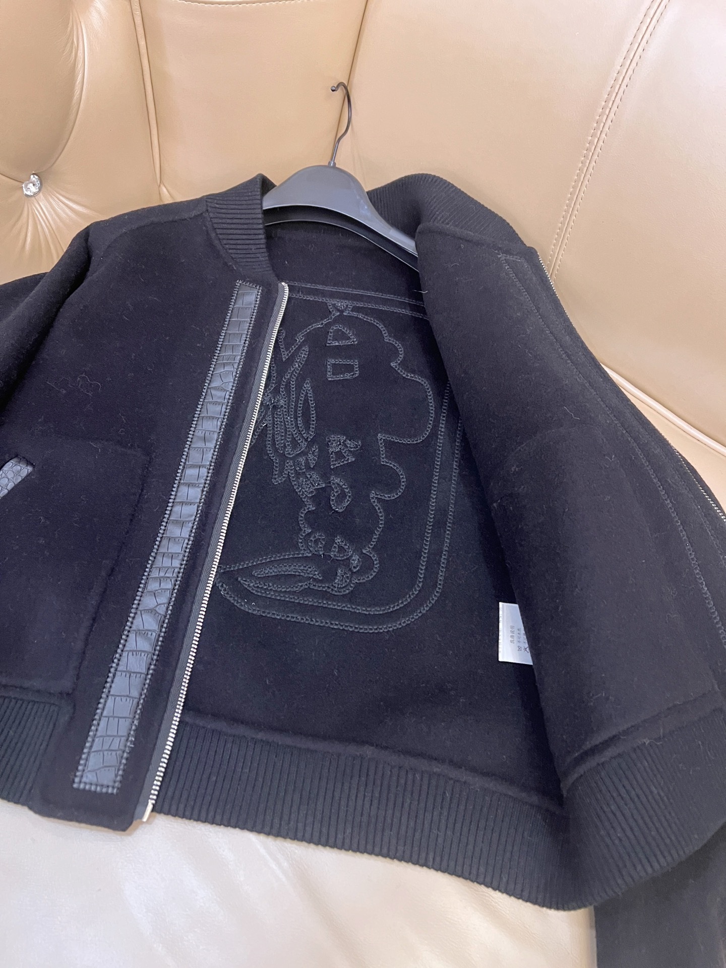 エルメス「Hermès」ダブルフェイス カシミヤ レザー ベースボール ジャケット