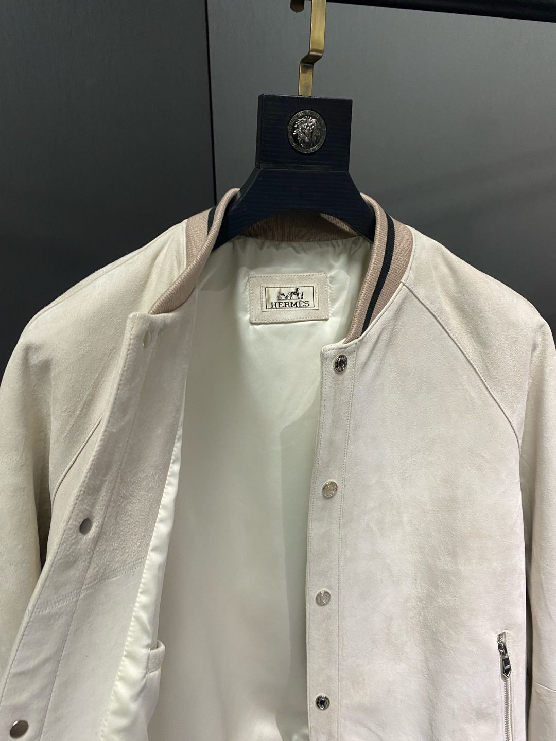 エルメス「Hermès」スエード レザー ベースボール ジャケット