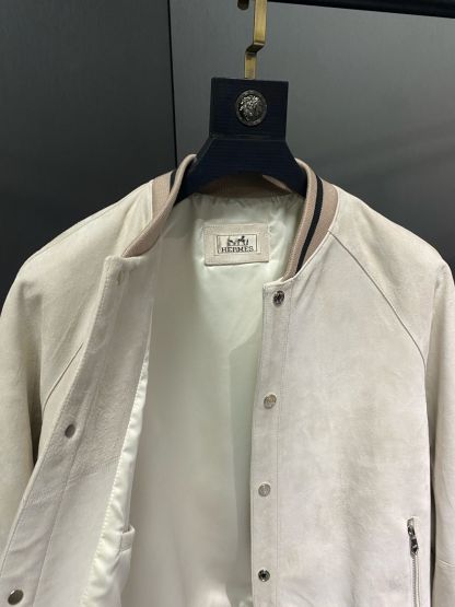 エルメス「Hermès」スエード レザー ベースボール ジャケット