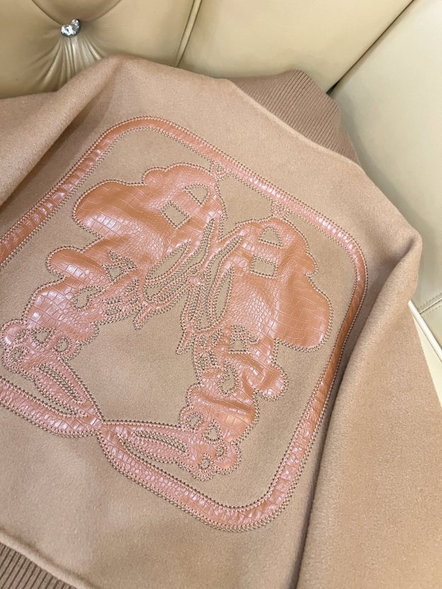 エルメス「Hermès」ダブルフェイス カシミヤ ベースボール ジャケット