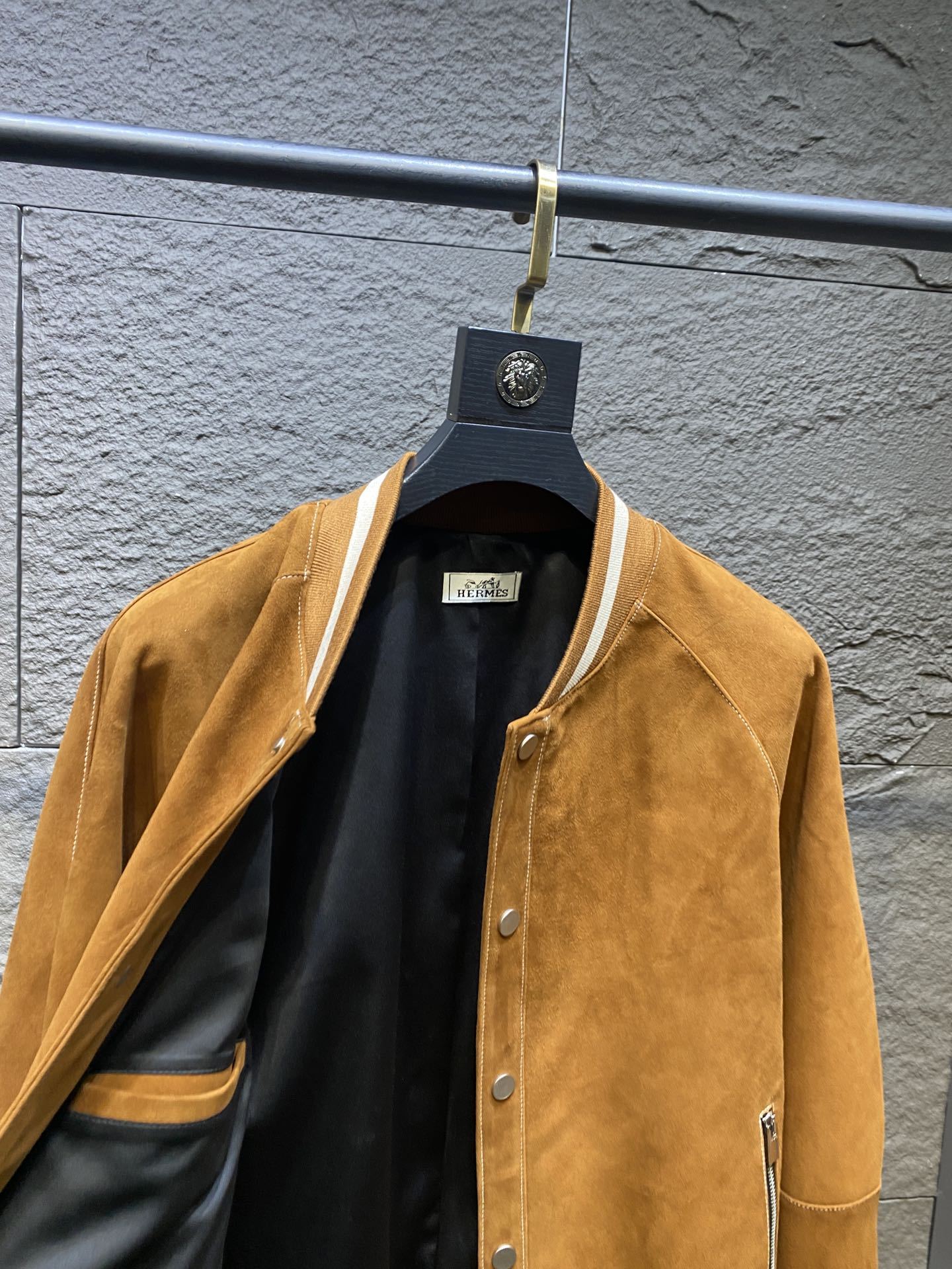 エルメス「Hermès」スエード ラムレザー ベースボール ジャケット