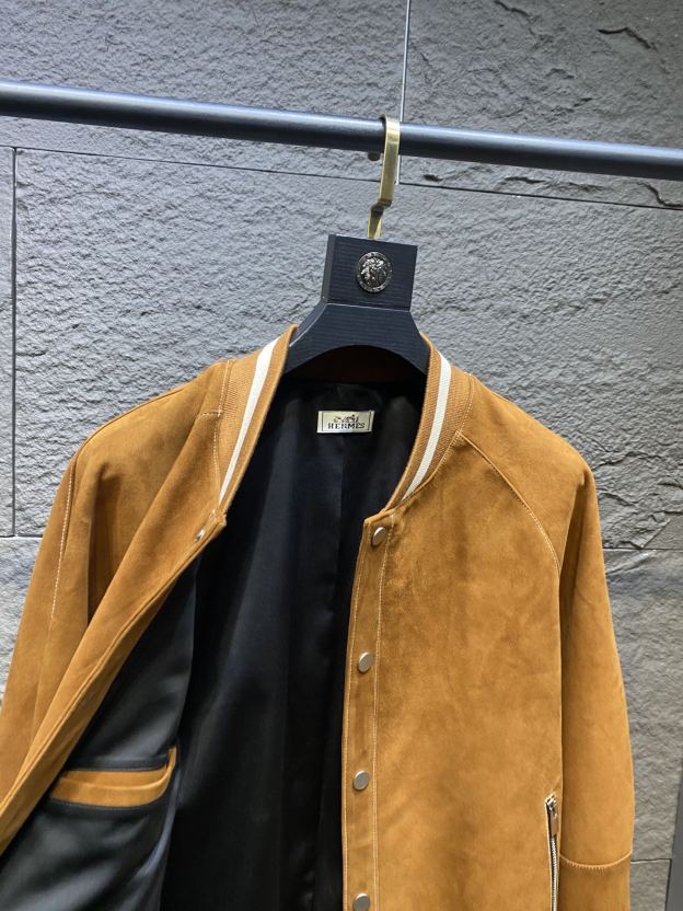 エルメス「Hermès」スエード ラムレザー ベースボール ジャケット