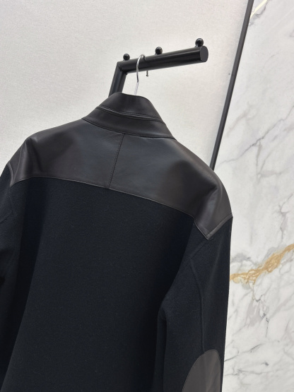 エルメス「Hermès」レザーパネル スタンドカラー ジャケット