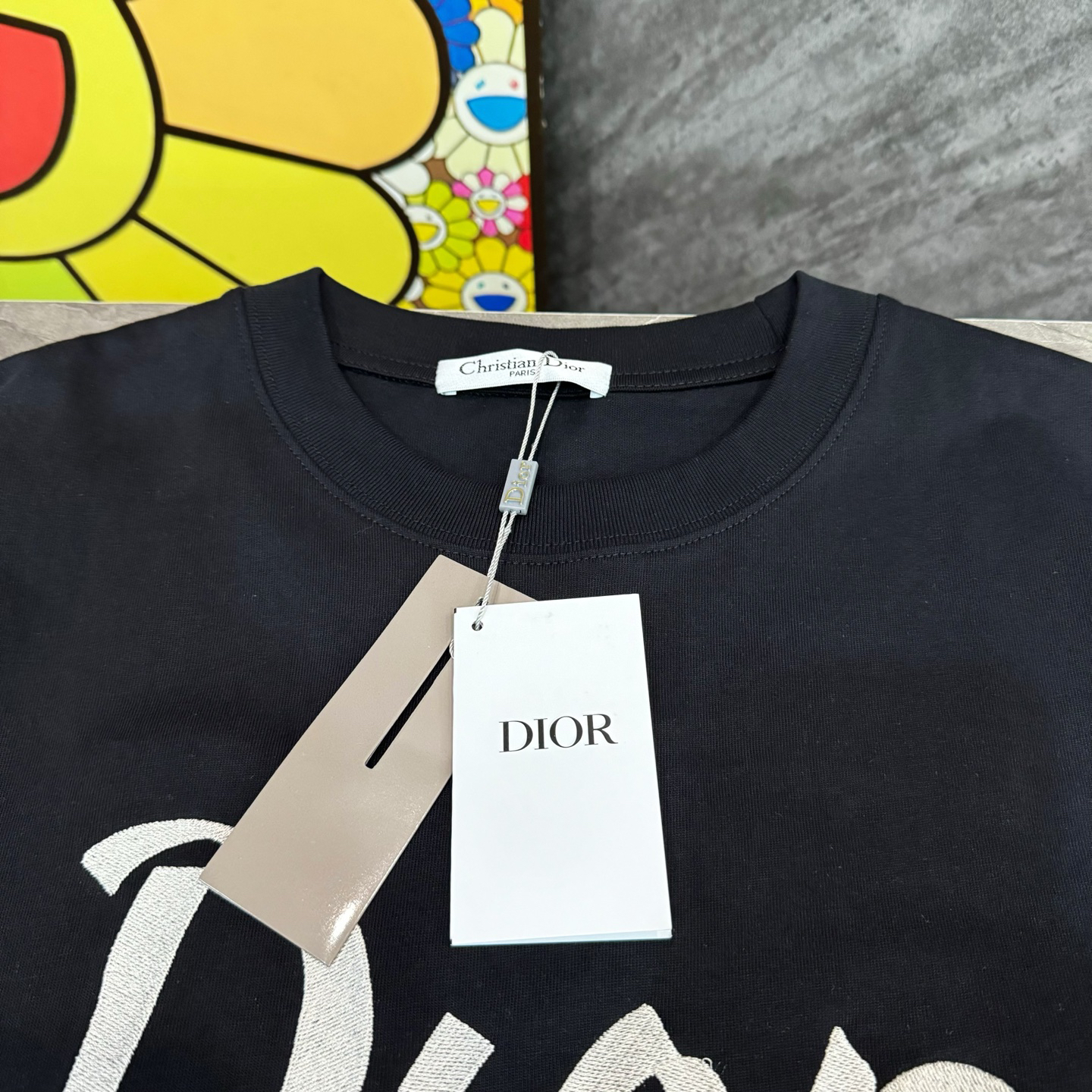 ディオール「Dior」リボン & 47 ロゴ 刺繍 ロング Tシャツ