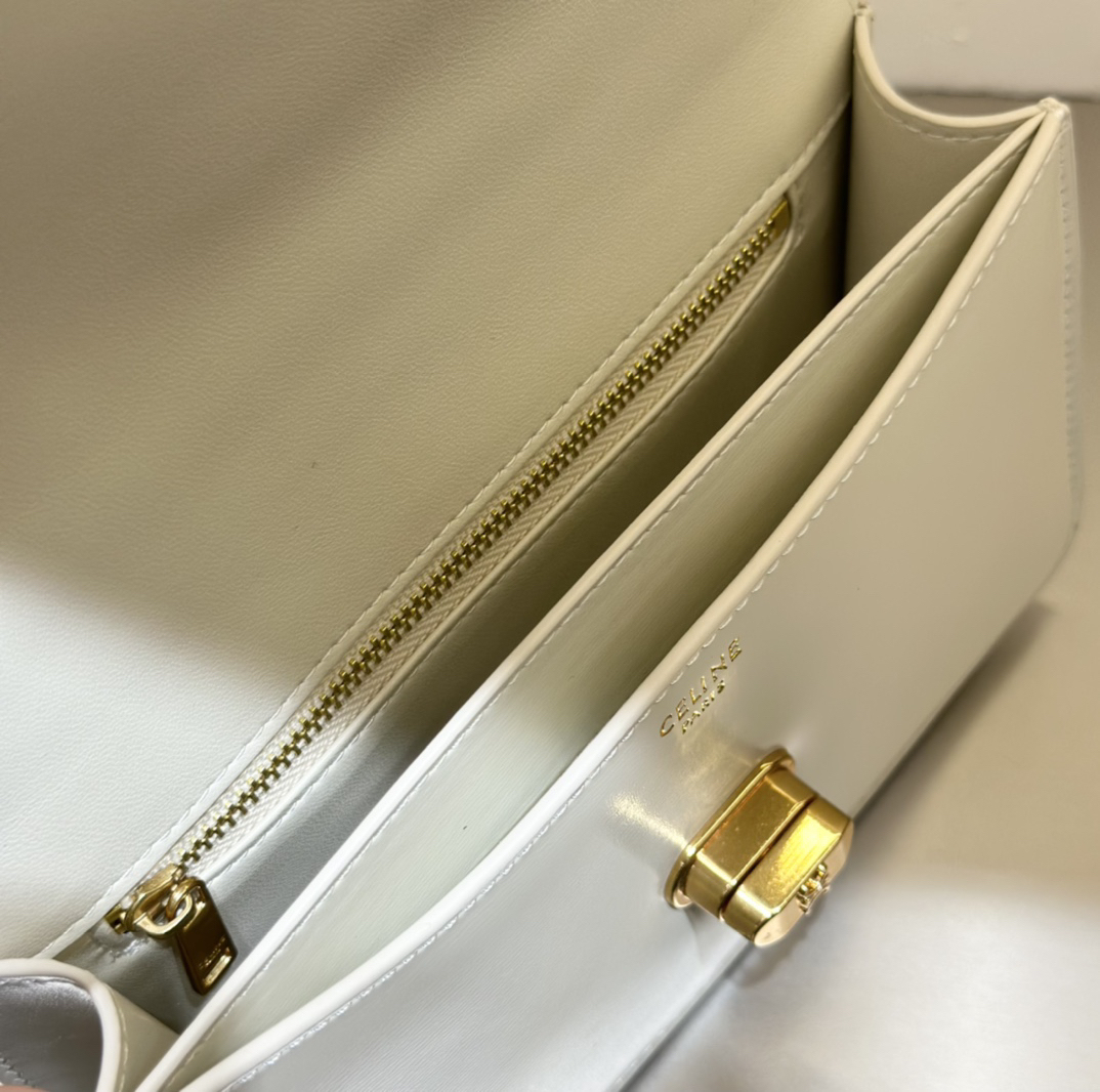 セリーヌ「Celine」TEEN LUNE BLANCHE レザー ショルダーバッグ