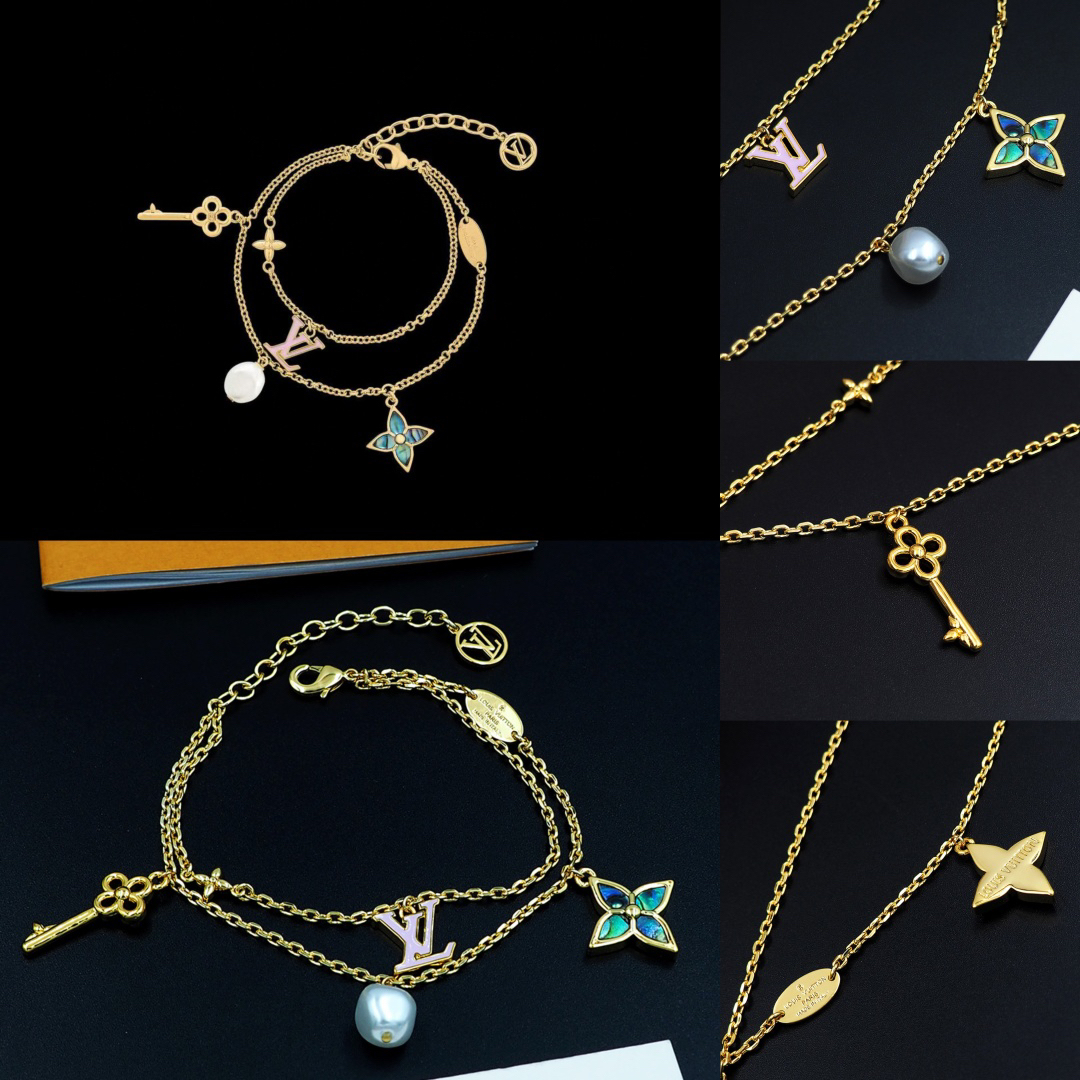 ルイ・ヴィトン「Louis Vuitton」Icon & Lock Charm ダブルチェーン ブレスレット