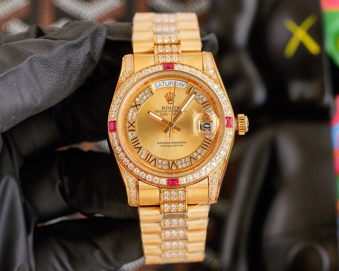 ロレックス「Rolex」デイトナ 126589TBR フルダイヤモンド クロノグラフ腕時計40mm