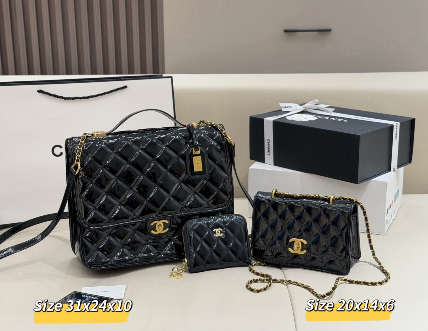 シャネル「Chanel」コンビネーションバッグ3点セット / トートバッグ＆ポーチセット