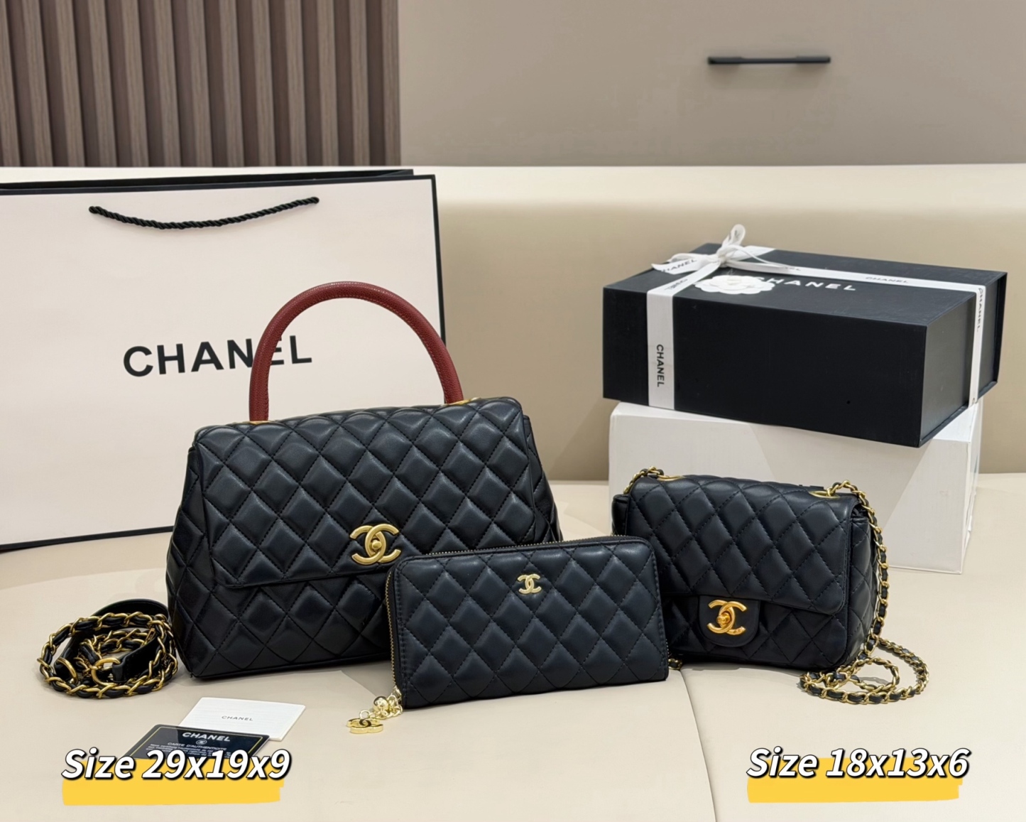 シャネル「Chanel」コンビネーションバッグ3点セット / トートバッグ＆ポーチセット