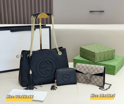 グッチ「Gucci」コンビネーションバッグ3点セット / トートバッグ＆ポーチセット