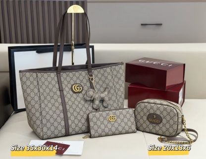 グッチ「Gucci」コンビネーションバッグ3点セット / トートバッグ＆ポーチセット