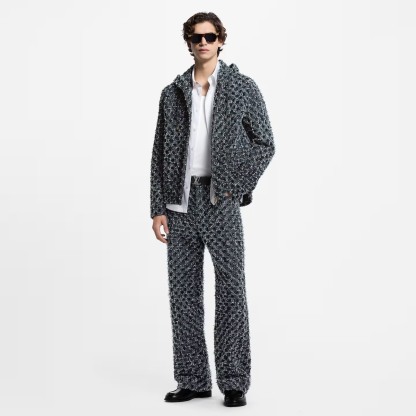 ルイ・ヴィトン「Louis Vuitton」【Wang Hedi 着用モデル】ルイ・ヴィトン モノグラム・フロッキー デニム シアリングジャケット / アウター