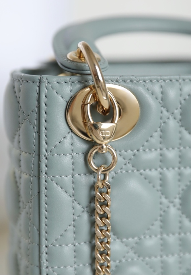 ディオール「Dior」GR P850 Lady ミストブルー 籐編み漆加工 オリジナルレザー ミニハンドバッグ