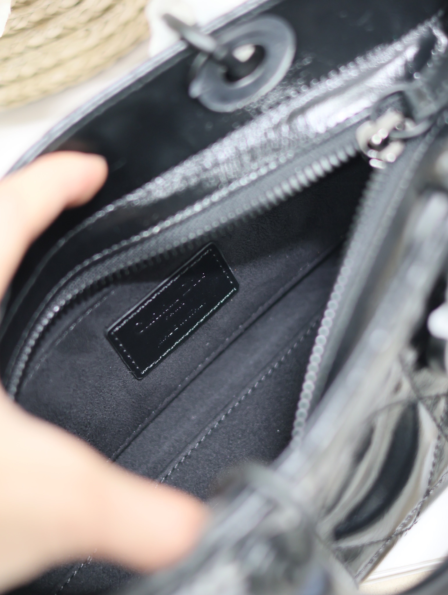 ディオール「Dior」スモール レディ ディオール マイABCDIOR ハンドバッグ ブラック クラッシュドレザー マキシカナージュ