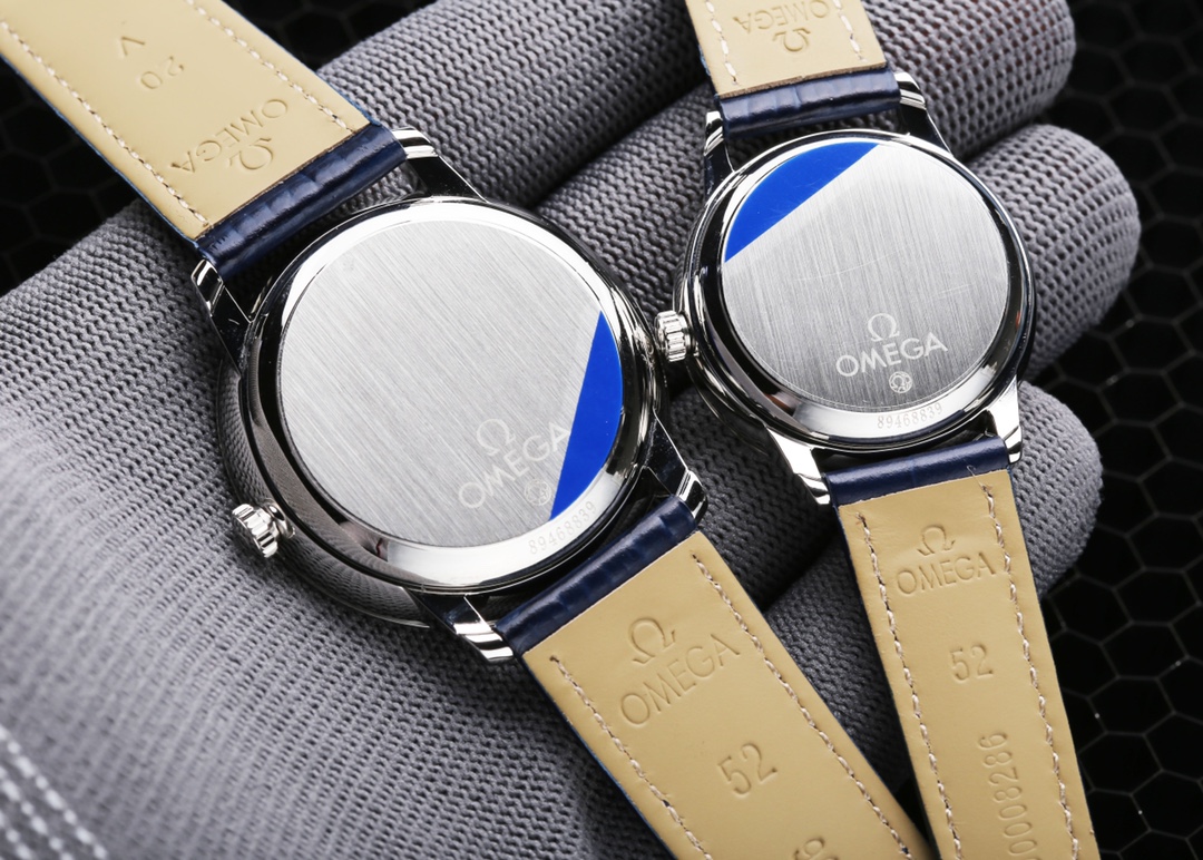 オメガ「Omega」デビル プレステージ カップルウォッチ メンズ39.5MM＆レディース32.7MM スチール＆レザーストラップ