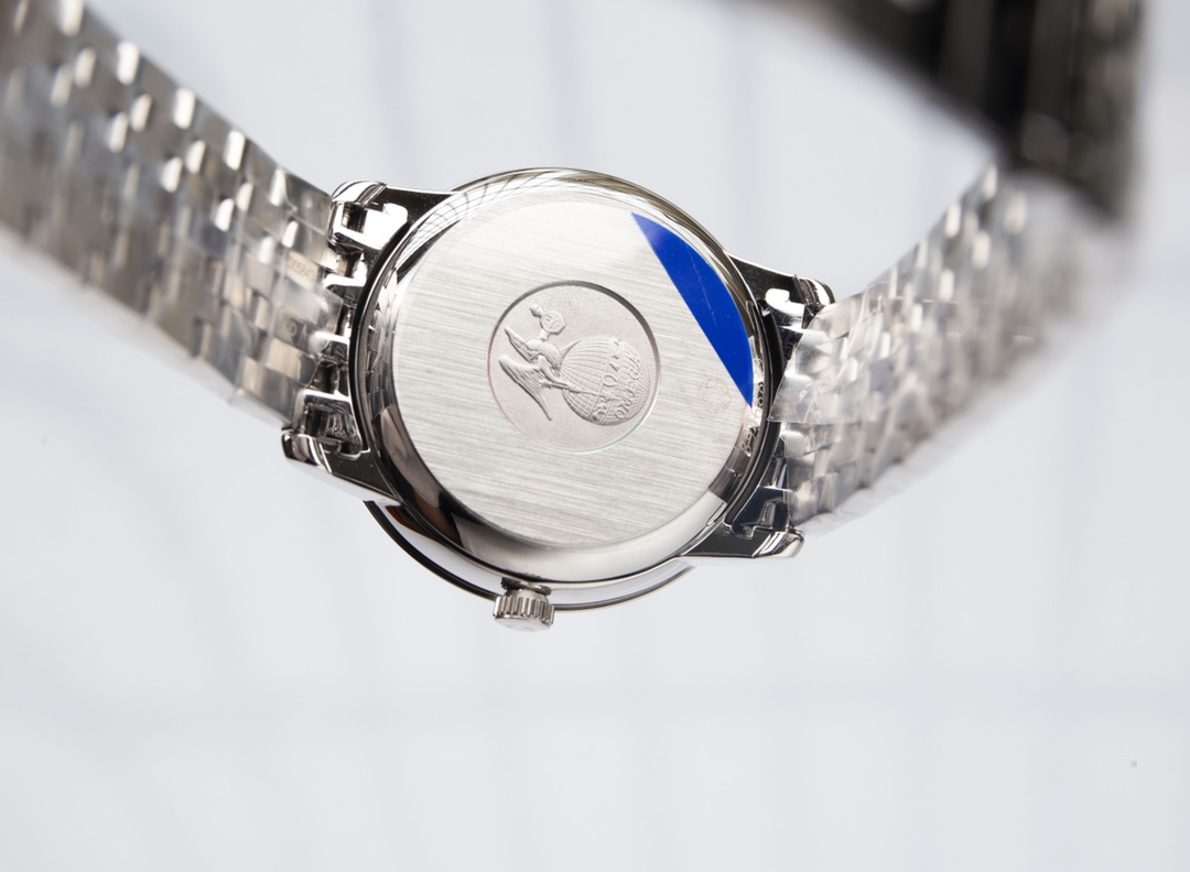 オメガ「Omega」デビル プレステージ カップルウォッチ メンズ39.5MM＆レディース32.7MM スチール＆レザーストラップ