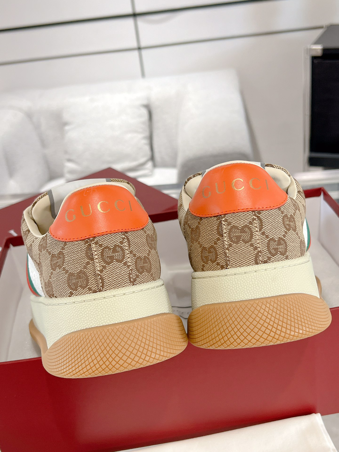 グッチ「Gucci」Screenerシリーズ 織り帯厚底スニーカー