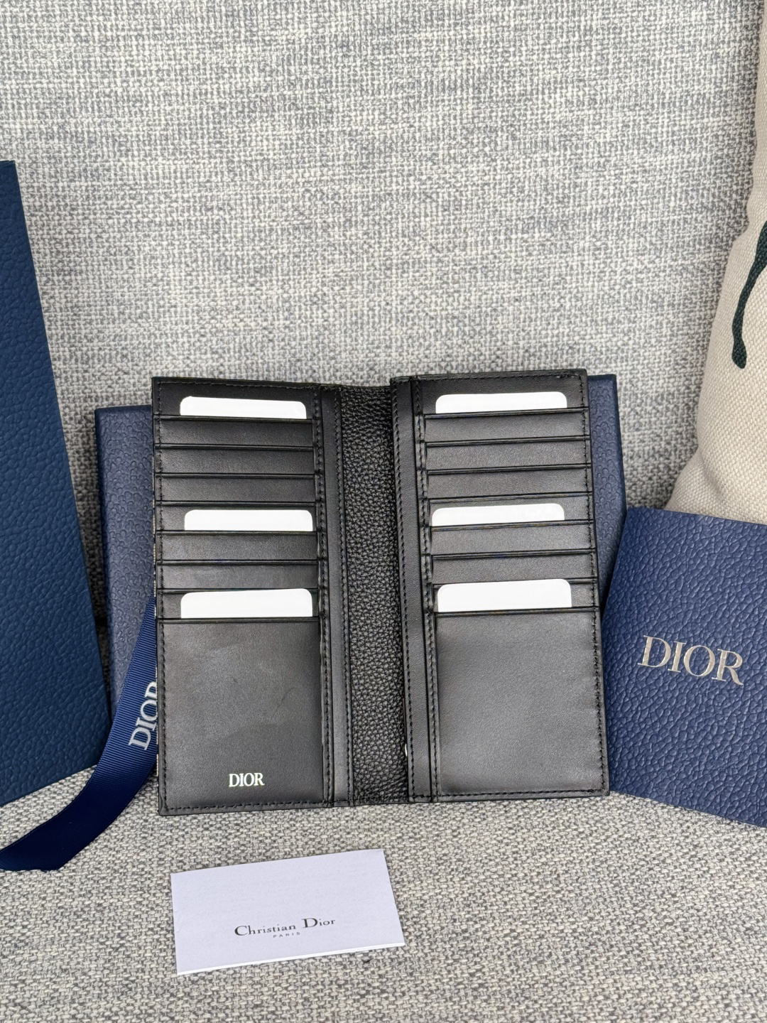 ディオール「Dior」Oblique モチーフ レザー コンパクト ロングウォレット
