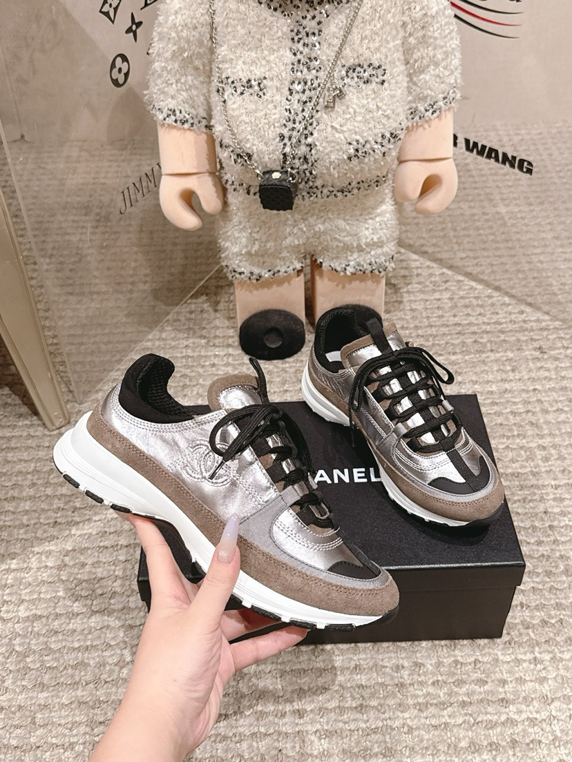 シャネル「Chanel」シャネル スタイル レザースニーカー (パンダカラー) / レジャースニーカー