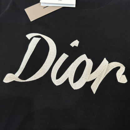 ディオール「Dior」リボン & 47 ロゴ 刺繍 ロング Tシャツ