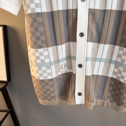 ルイ・ヴィトン「Louis Vuitton」ルイ・ヴィトン フローラル ダミエ ジャカード ニットシャツ / ショートスリーブシャツ
