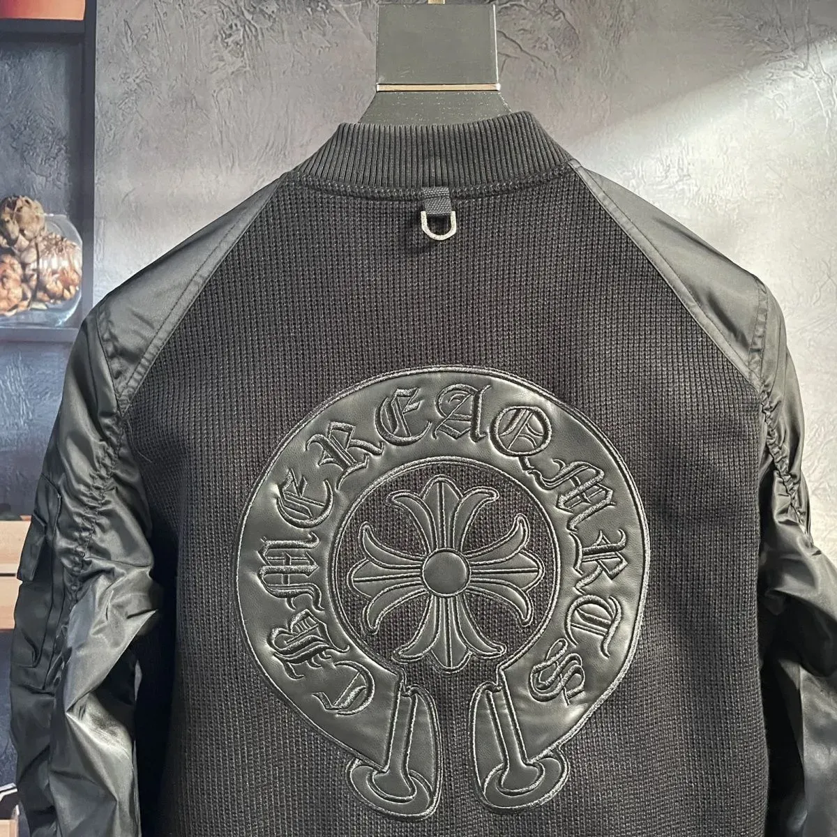 クロムハーツ「Chrome Hearts」レザー ベースボール ジャケット
