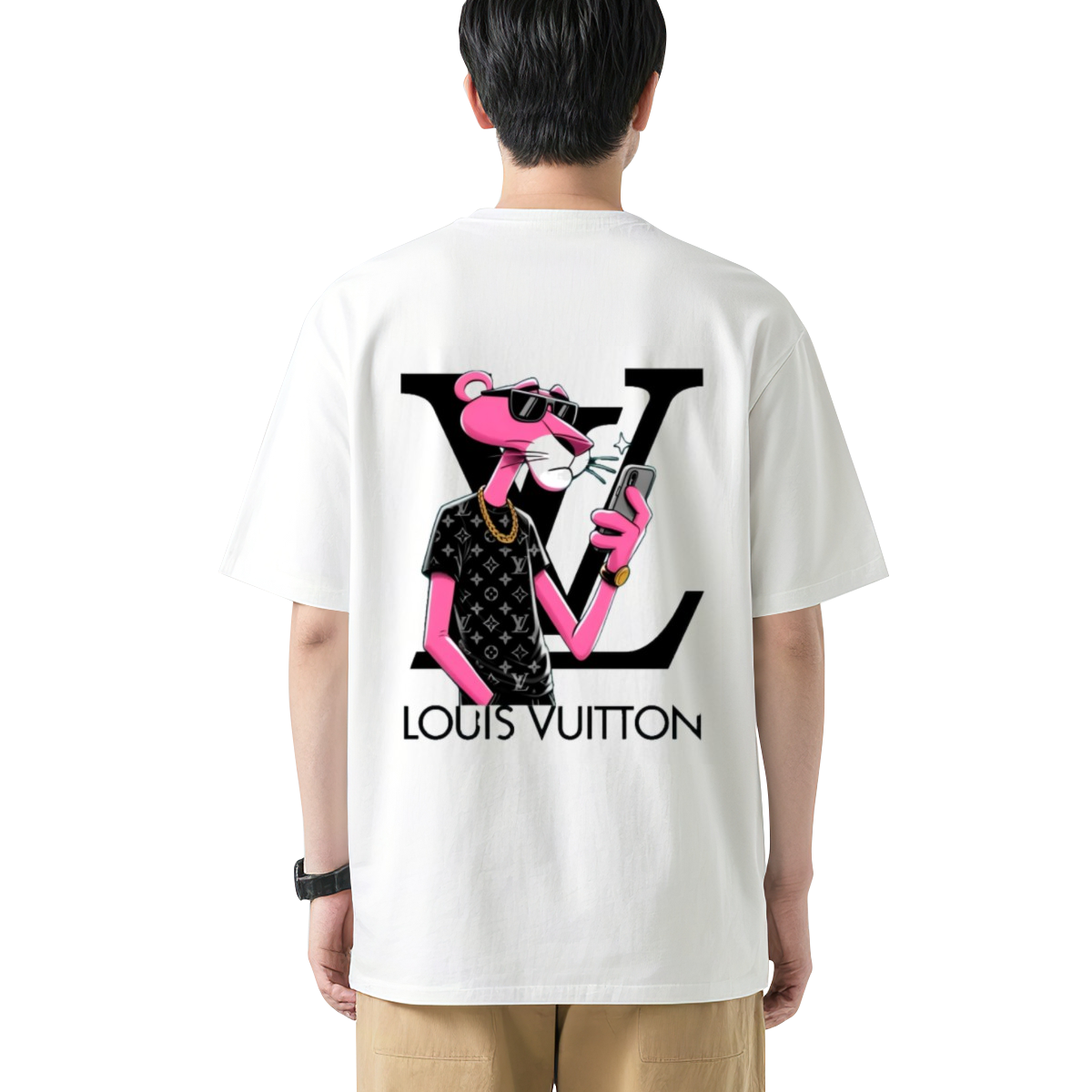 LV Pink Panther Selfieルイ・ヴィトン ロゴTシャツ / ショートスリーブ クルーネック