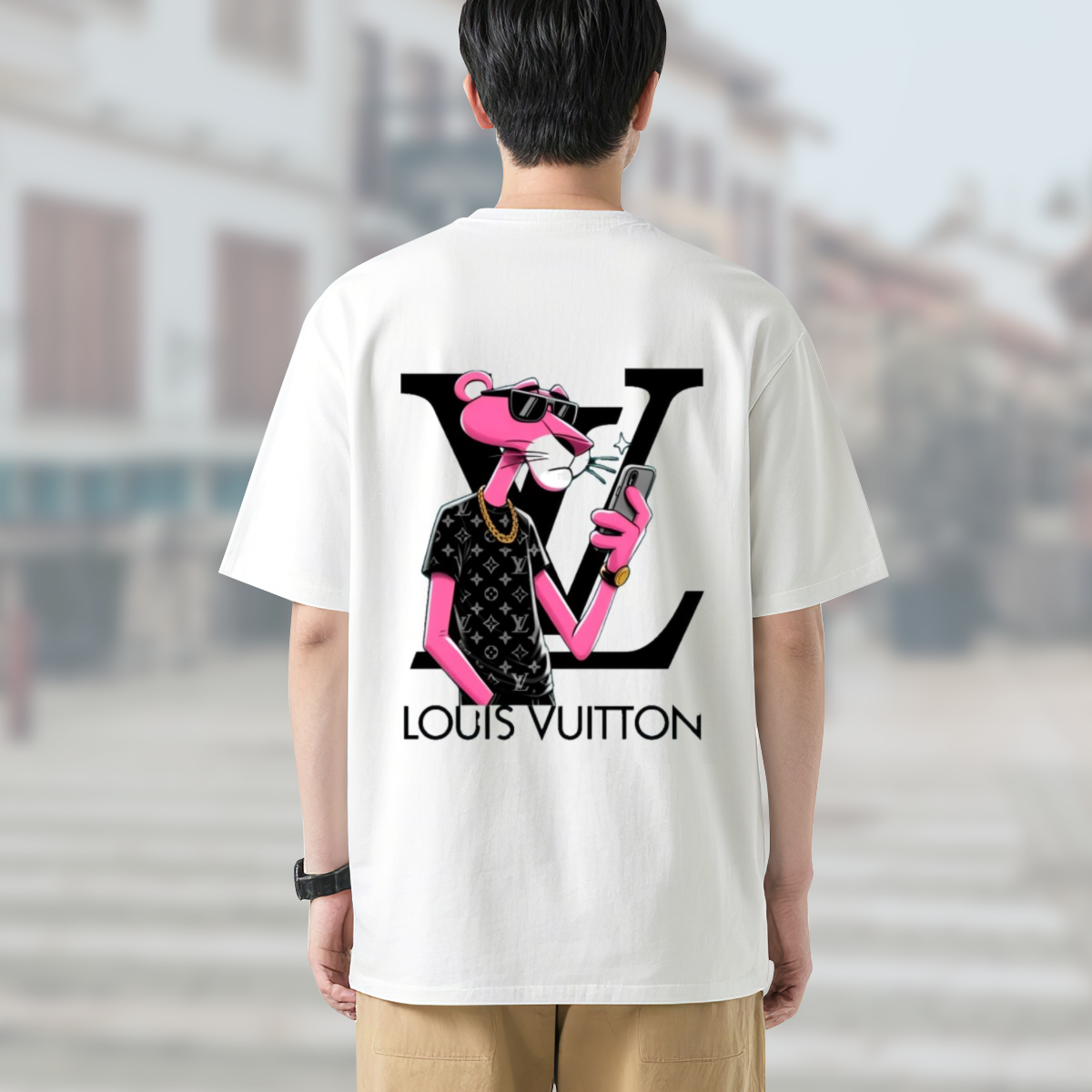 LV Pink Panther Selfieルイ・ヴィトン ロゴTシャツ / ショートスリーブ クルーネック
