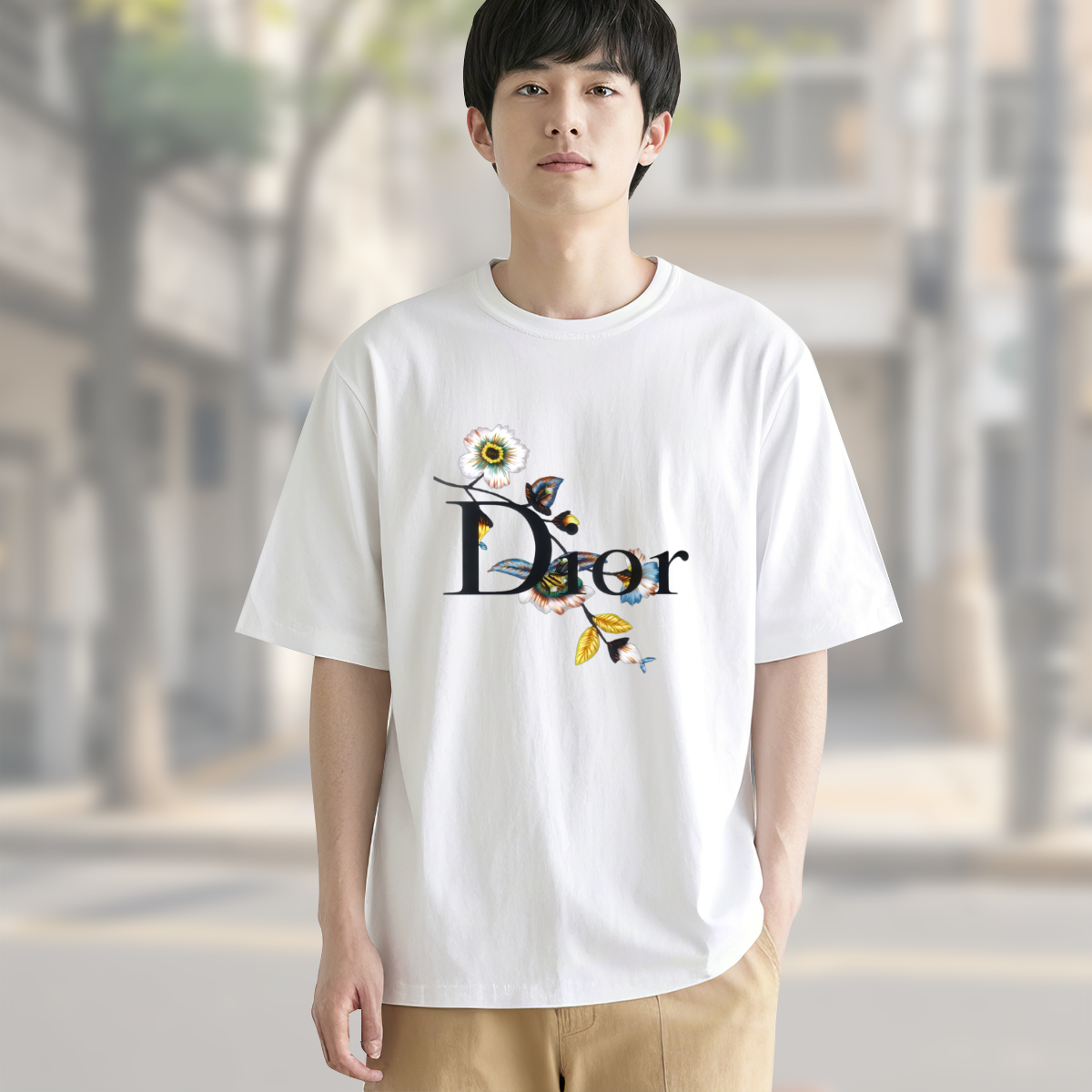 人気急上昇Floral Diorディオール ロゴTシャツ / ショートスリーブ クルーネック