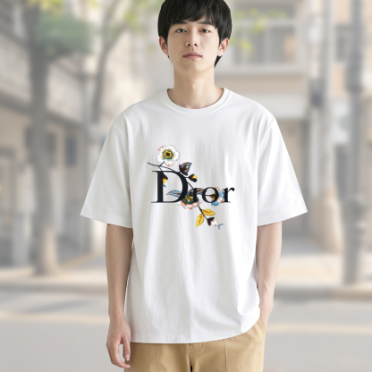 人気急上昇Floral Diorディオール ロゴTシャツ / ショートスリーブ クルーネック