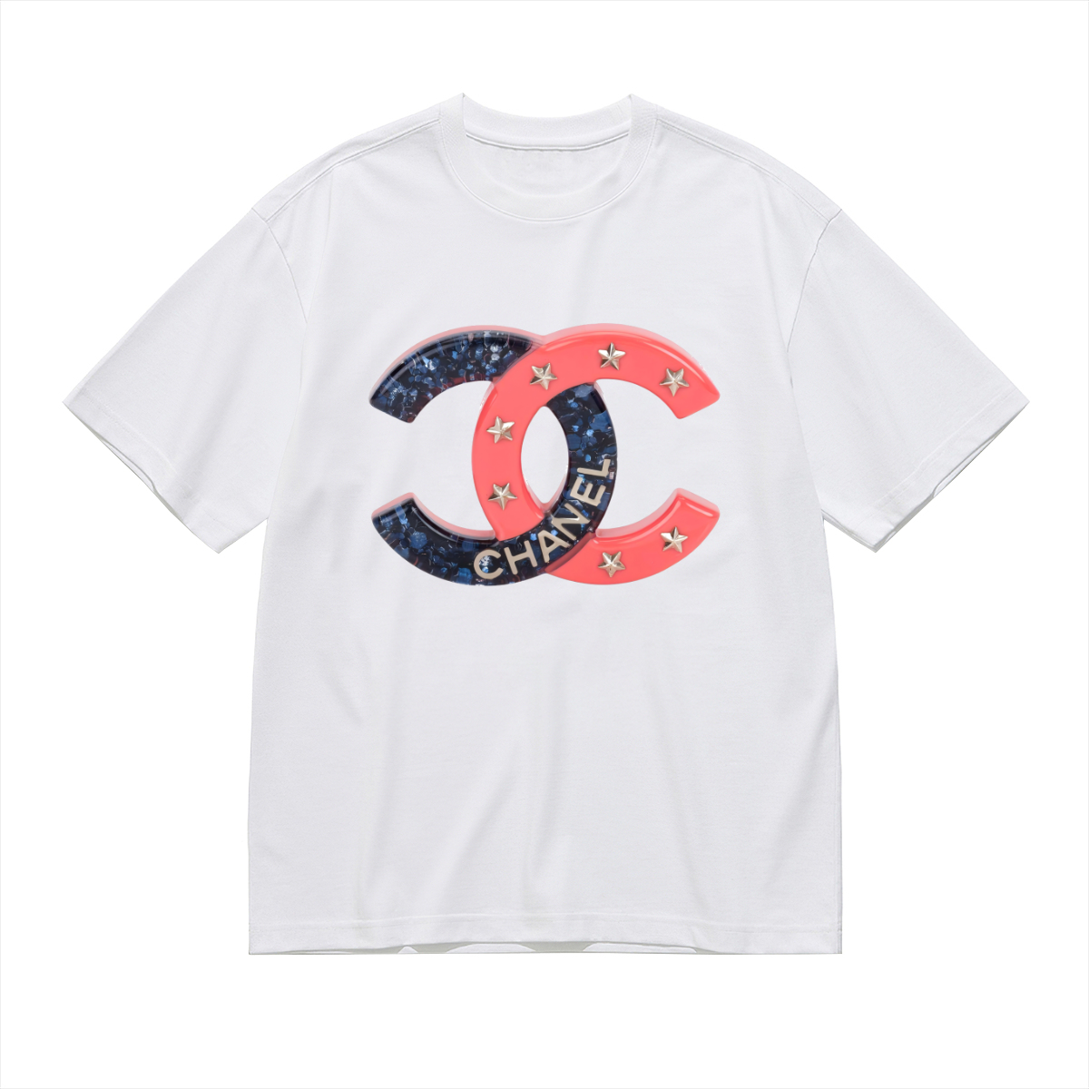 大人気!Chanel CC Broochシャネル CCブローチ ショートスリーブTシャツ / クルーネック