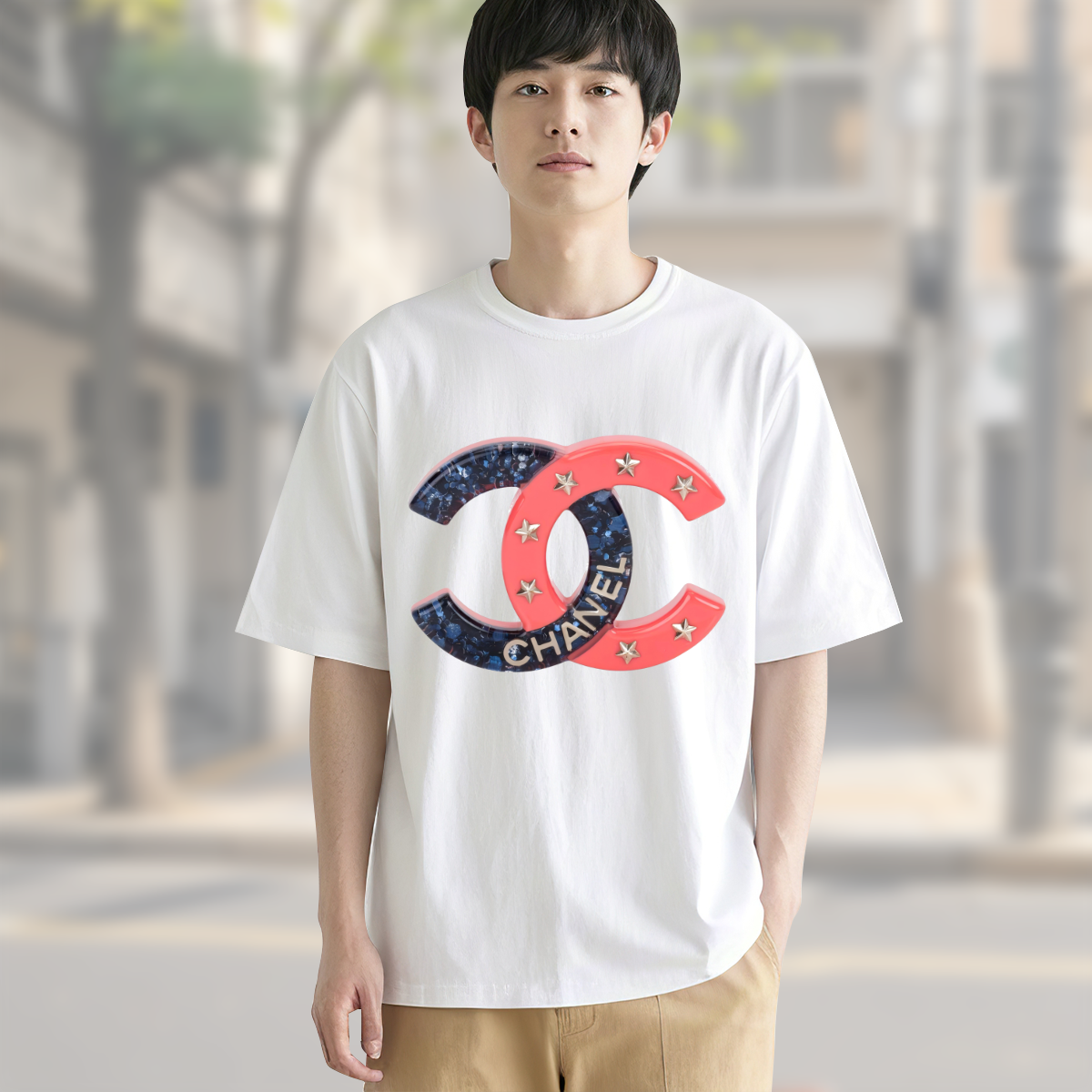 大人気!Chanel CC Broochシャネル CCブローチ ショートスリーブTシャツ / クルーネック