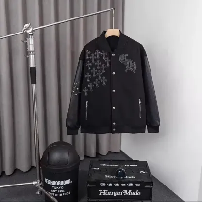 クロムハーツ「Chrome Hearts」レザー ベースボール ジャケット