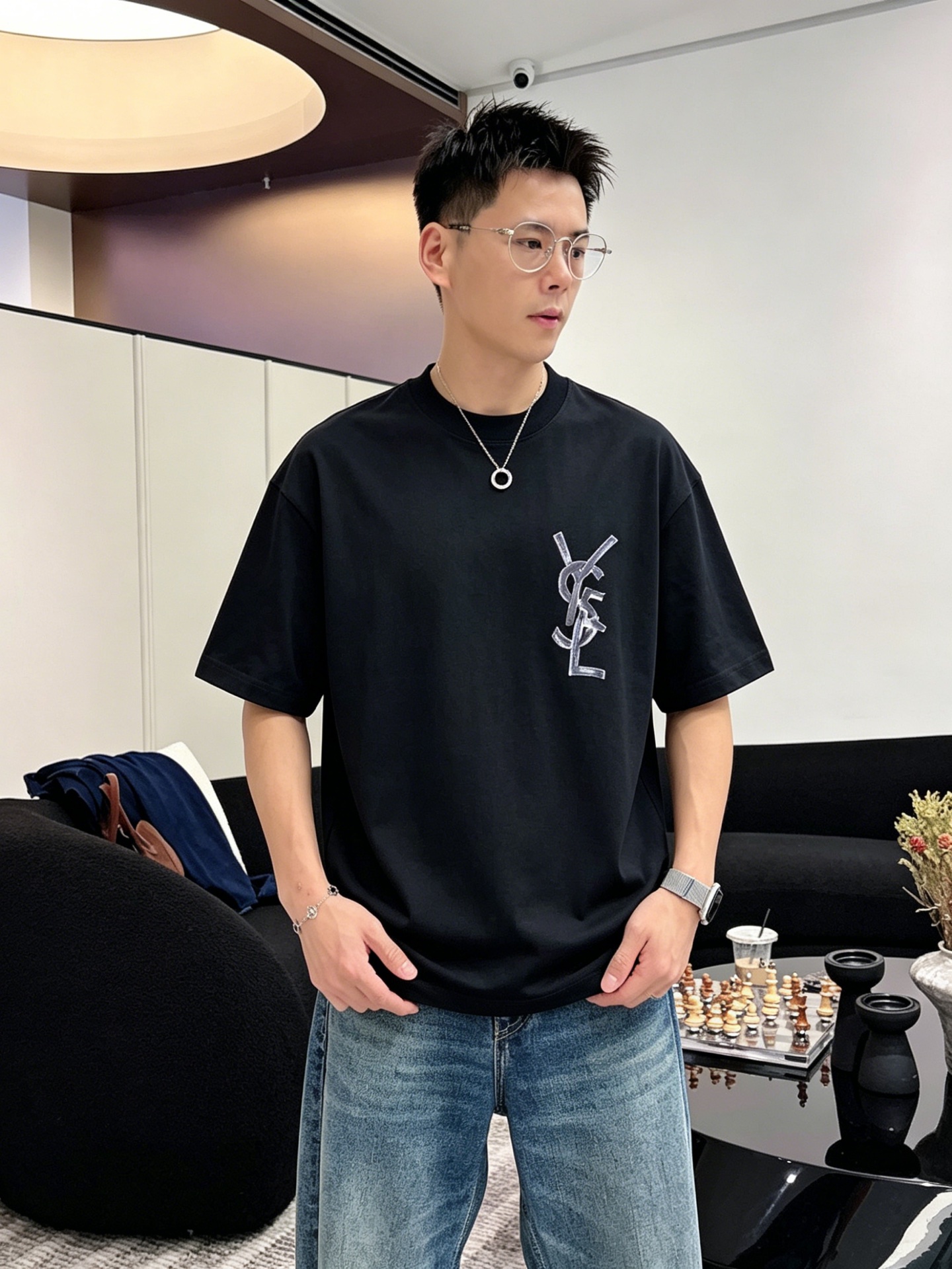 サンローラン「Saint Laurent」ロゴプリントTシャツ / ショートスリーブ クルーネック