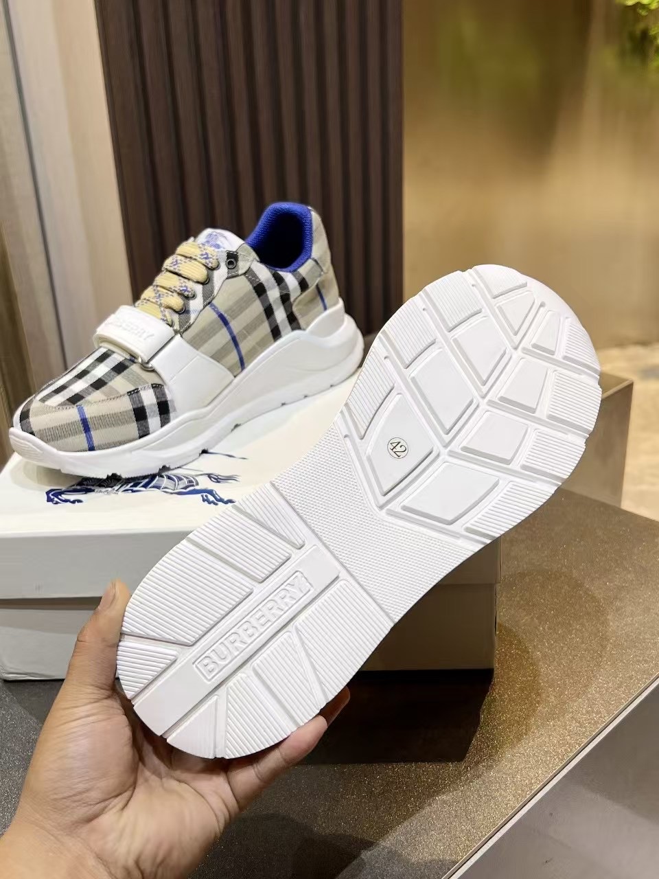 バーバリー「Burberry」バーバリー チェック テラス スニーカー / コットンブレンドスニーカー