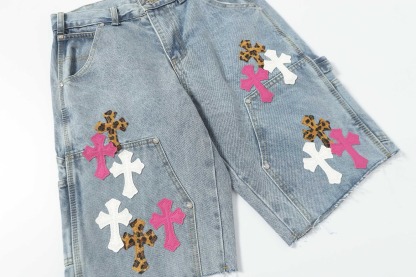 クロムハーツ「Chrome Hearts」クロス エンブロイダリー ヴィンテージ デニムショートパンツ