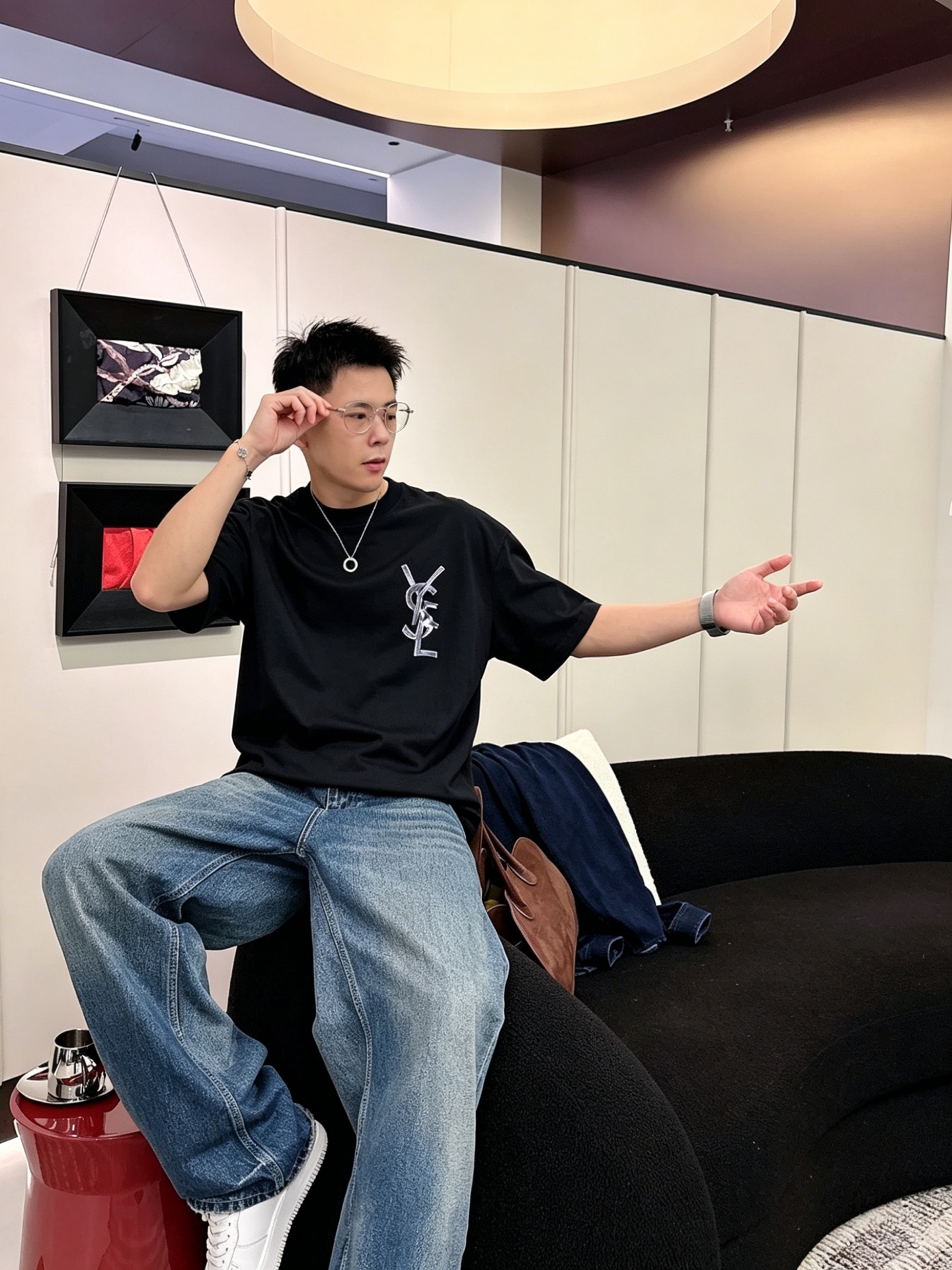 サンローラン「Saint Laurent」ロゴプリントTシャツ / ショートスリーブ クルーネック