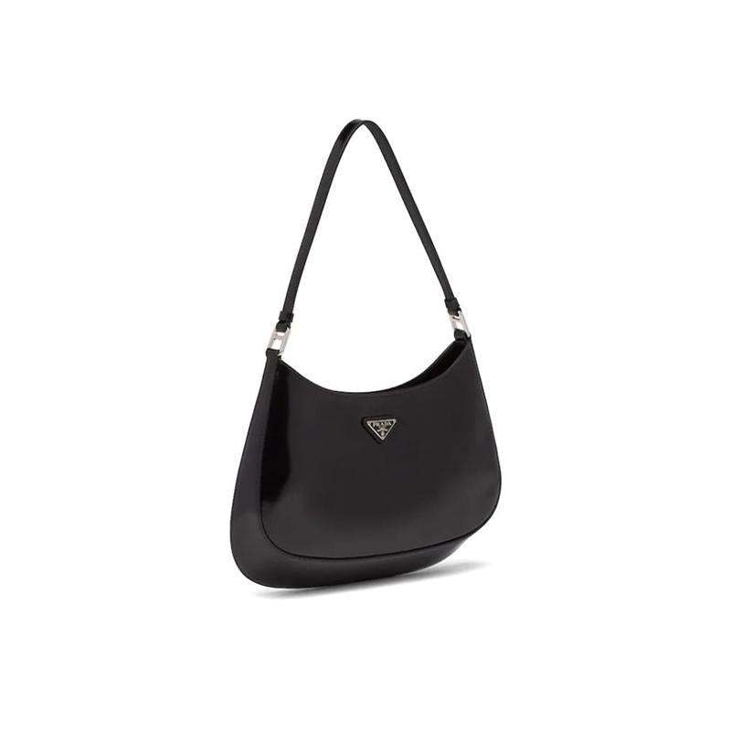 プラダ「Prada」クレオ ブラッシュドレザー ショルダーバッグ ブラック