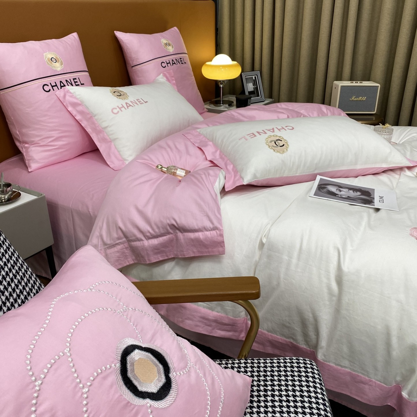 シャネル「Chanel」プレミアムコットン ゴールド＆シルバー刺繍 4点セット