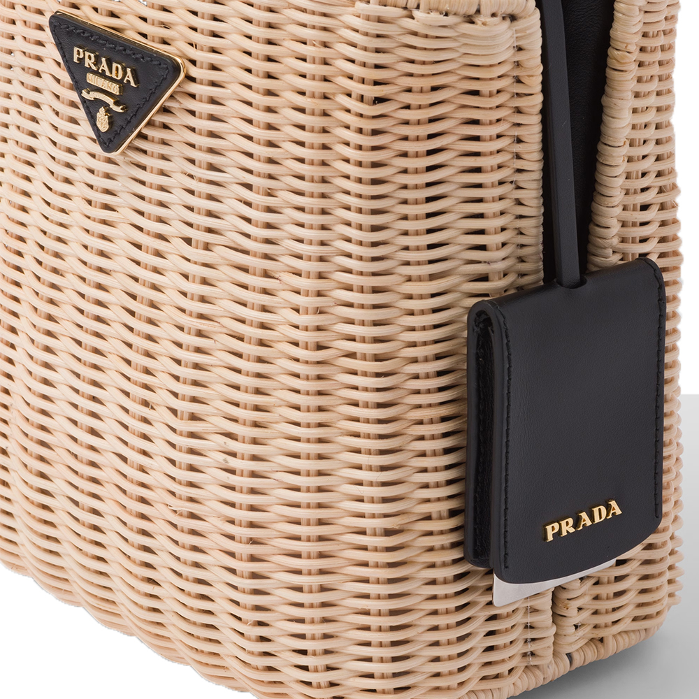 プラダ「Prada」プラダ パニエ ウィッカーxキャンバス バッグ