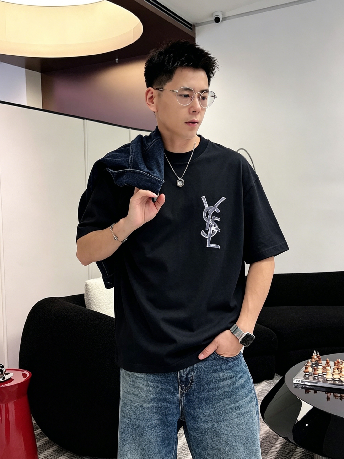 サンローラン「Saint Laurent」ロゴプリントTシャツ / ショートスリーブ クルーネック
